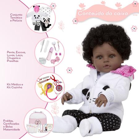 Bebe Reborn Realista Negra Linda 100% Silicone + 23 Itens