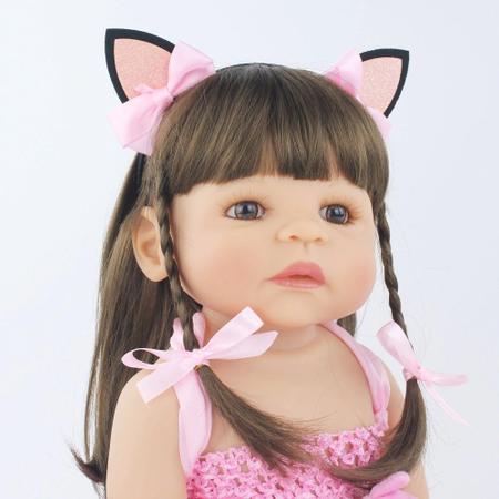 Boneca Bebê Reborn Keiumi Gatinha De 55 Cm - Brastoy - Bonecas