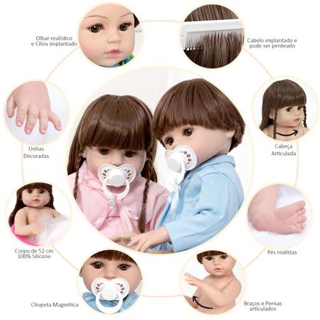 Bebe Reborn Gêmeos Recém Nascidos 100% Silicone Com Roupão - Cegonha Reborn  Dolls - Bonecas - Magazine Luiza