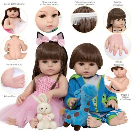 Bebe Reborn Gêmeos Recém Nascidos 100% Silicone Com Roupão - Cegonha Reborn  Dolls - Bonecas - Magazine Luiza