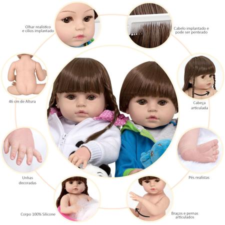 Bebe Reborn Gêmeos Casal Pandinha Girafinha Baby Com Itens - Chic Outlet -  Economize com estilo!