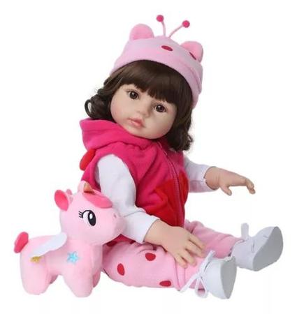 Boneca Bebê Reborn Corpo 100% Silicone Com Pelúcia New Happy no