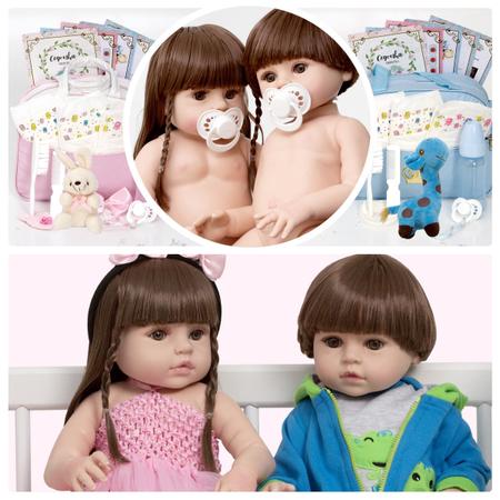 Bebê Reborn Gêmeos Casal Corpo 100% Vinil - TRENDS Brinquedos