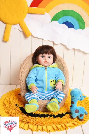 Boneca Bebê Reborn Realista De Silicone 48Cm - Olhos Azuis em