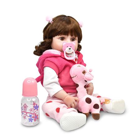 Boneca Bebê Reborn Girafinha Realista Brastoy Silicone Conjunto de Roupa  Chupeta Mamadeira e Pelúcia - IG-500 - Boneca Reborn - Magazine Luiza