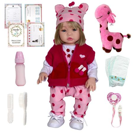 Boneca Bebe Reborn Silicone Girafinha Loira Com Vários Itens - Carrefour