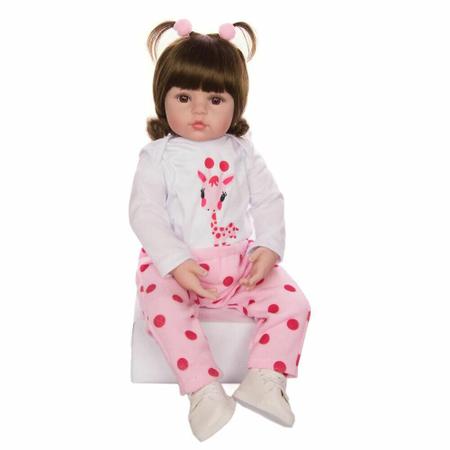 Bebe Reborn Girafinha Menina 100% Silicone 48cm - R$ 388,9