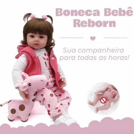 Imagem de Bebê Reborn Helena Boneca Realista Pode dar Banho 48CM Girafinha Anjos e Bebês Ref.U056