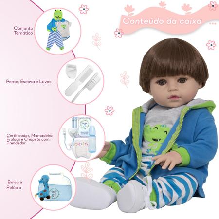 Bebe Reborn Menino Girafinha Realista 46cm Com Acessórios - Chic