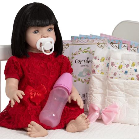 Bebe Reborn Infantil Gatinha Morena Fofinha Com Acessórios no Shoptime