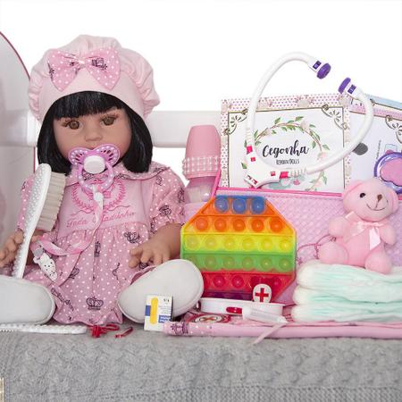 Boneca Reborn Realista Morena que Senta com 21 Apetrechos - Cegonha Reborn  Dolls - Boneca Reborn - Magazine Luiza