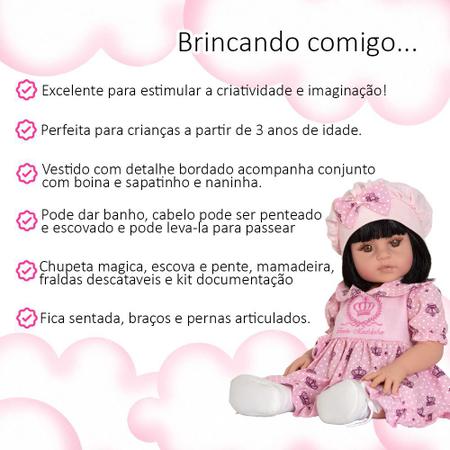 Boneca Bebe Reborn Morena + Enxoval 19 Itens Menina Barata Lol - Carinha de  Anjo - Bonecas - Magazine Luiza