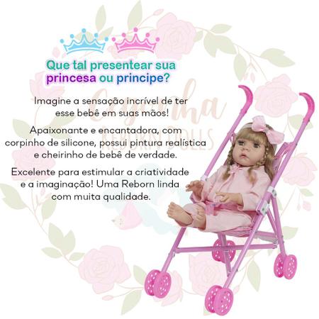 Imagem de Bebe Reborn Loira 46cm Enxoval Completo Carrinho Infantil