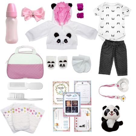 Boneca Bebê Reborn Urso Panda - LUMEN IMPORTADOS