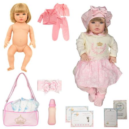 Bebê Reborn Boneca Loira Roupa Pagão Toda Vinil Silicone - Chic Outlet -  Economize com estilo!