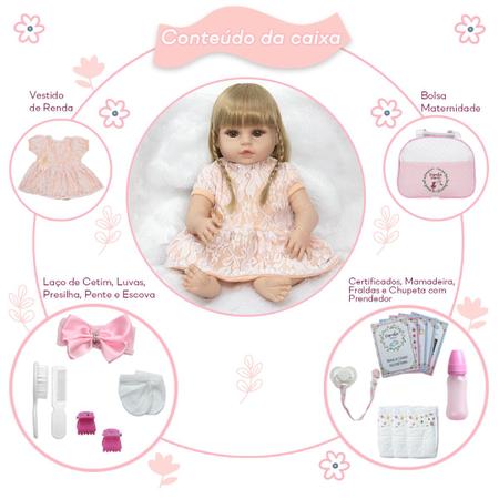 Bebe Reborn Realista Menina Loira Fofinha Enxoval Completo - Chic