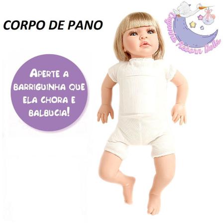 Boneca Bebê Reborn Realista 52cm Loira Silicone Vários Itens - USA Magazine