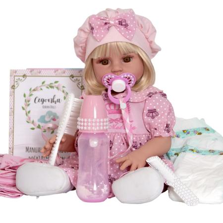 Boneca Bebê Reborn Menina Loira Realista Com Acessórios - ShopJJ -  Brinquedos, Bebe Reborn e Utilidades