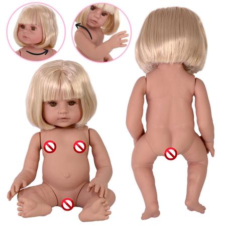 Imagem de Bebe Reborn Loira Realista Grande 100% Silicone 52cm Banho