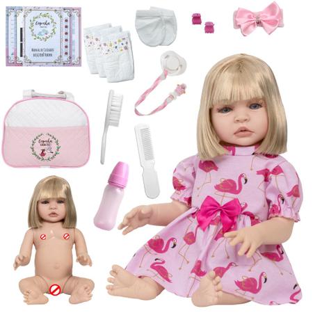 Boneca Bebê Reborn Real Loira Fofa Itens Bolsa Maternidade - USA