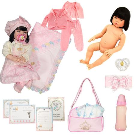 Boneca Bebê Reborn Realista Ellen Rosa Cegonha Dolls Menina Morena Com 53cm  E 22 Itens em Promoção na Americanas