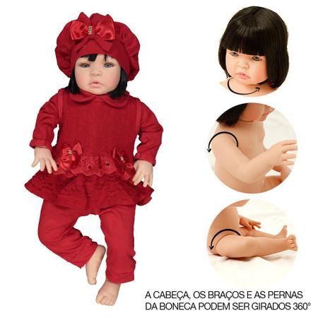 Imagem de Bebê Reborn Luxo Morena Laís Vermelha Cegonha Dolls + Itens