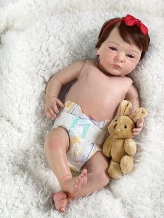 BEBÊ REBORN REALISTA TODA EM SILICONE AMANDINHA FEITA ARTESANALMENTE A MÃO  - Maternidade Mundo Baby Reborn