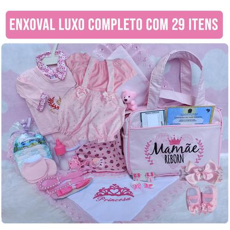 Bebê Reborn Menina 100% Silicone Enxoval Com Bolsa -24 Itens