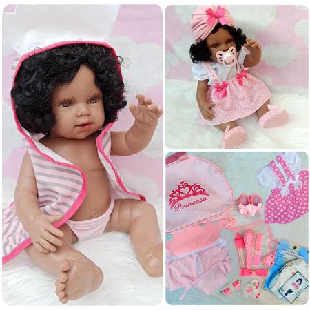 Bebê Reborn Original Menina Linda Negra 100% Silicone Banho