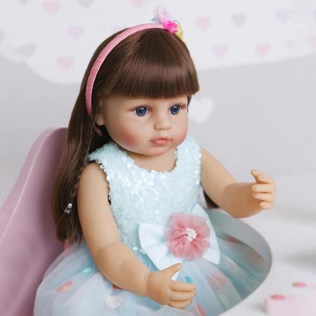 Boneca Bebê Reborn Realista Menina 100% de Silicone Sólido com