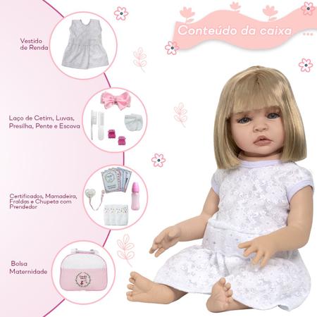 Bebe Reborn Menina Vestido e Enxoval Completo