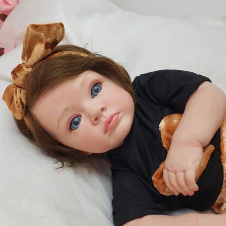 Boneca Bebê Reborn Menina Realista Olhos Azuis Lindíssima