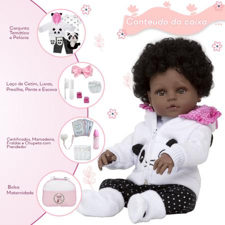 Boneca Reborn Negra Silicone Realista 13 Itens Pode Banho - Chic