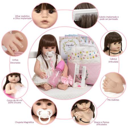 Boneca Kawaii Tipo Reborn C/ Bolsa Maternidade + 23 Itens - Cegonha Reborn  Dolls - Bonecas - Magazine Luiza