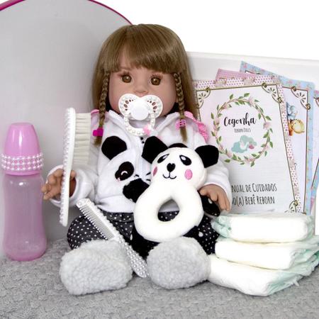 Imagem de Bebê Reborn Menina Panda Baby Adora com Itens Magazine Luiza