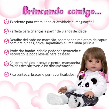 Imagem de Bebê Reborn Menina Panda Baby Adora com Itens Magazine Luiza