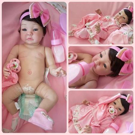 Bebê Reborn Ana , Silicone, Princesa Enxoval Completo,Banho