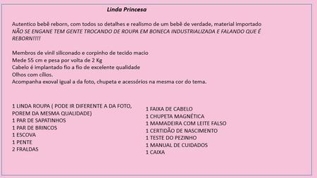 Bebe Reborn - Menina Princesa Greta - Lindo Enxoval