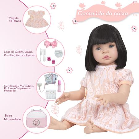 Bebe Reborn Menina Vestido e Enxoval Completo