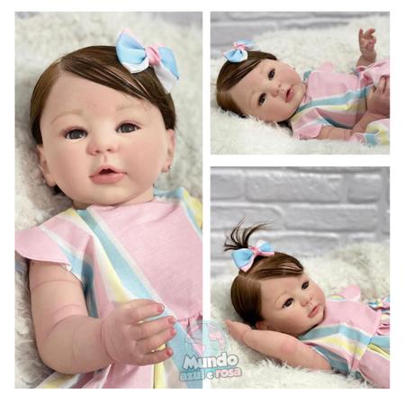 BEBÊ REBORN MENINA HIPER REALISTA CABELO FIO A FIO ADRIANNE TODA EM  SILICONE - Maternidade Mundo Baby Reborn