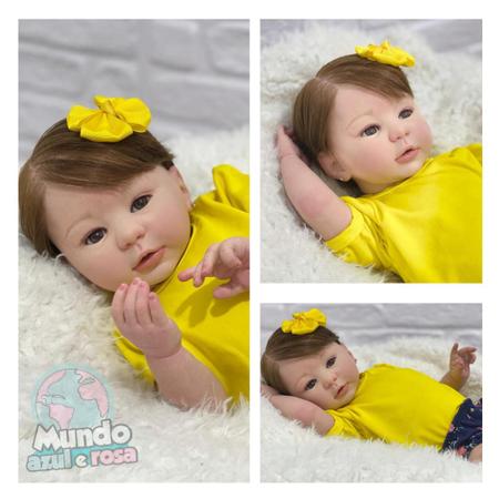 Bebê Reborn Menina Realista Silicone, Banho Fio A Fio Baby - Mundo