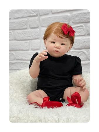 Boneca Bebê Reborn Ruiva Isabella Enxoval Rosa Corpo de Silicone Realista  52cm - MUNDO KIDS