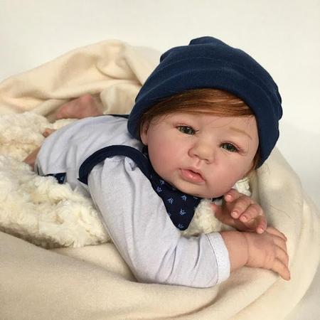 Bebê Reborn Menino Enzo Ruivo Olho Azul De Silicone
