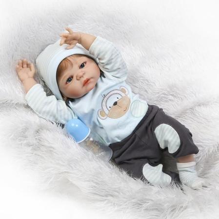 Bebê Reborn Menino Realista 100% Silicone 57cm - Edu - Ri Happy