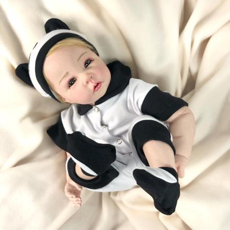 Boneco Bebê Reborn Menino Loiro corpo de Silicone Enxoval Completo