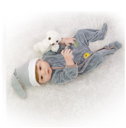 Bebê Reborn Silicone roupinha urso panda olhos azuis
