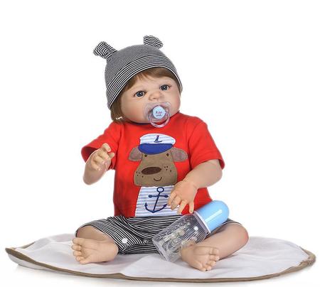 Bebe Reborn Menino 100% Silicone 57 Cm - Vitor - Full