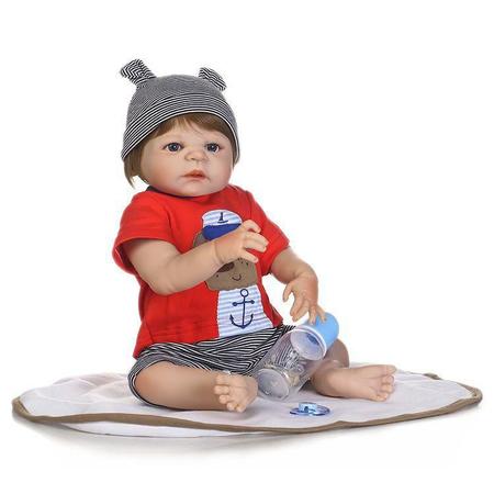 Bebe Reborn Menino Todo Em Silicone 57 Cm - Muito Realista - PRO