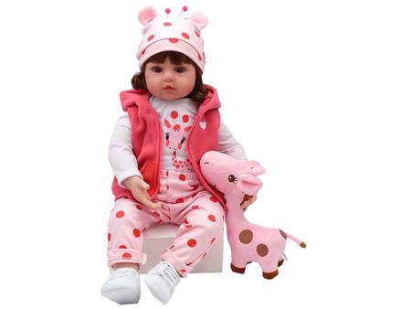 Bebe Reborn Menina Girafinha Valentina 45 cm - Corpo 100% Vinil