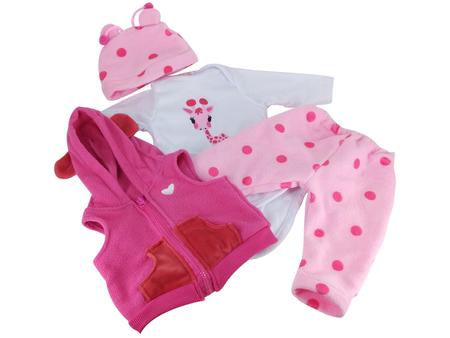 Boneca Reborn Laura Baby Mini Pink Flower com Acessórios - Rosa